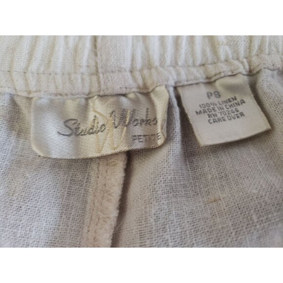 Studio Works Petite Womens Capri Pants 100% Linen Beige Size PS - Picture 4 of 5
